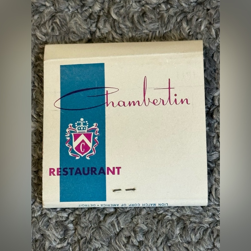 Vintage Matchbook Chambertin Restaurant Holiday Inn West Dearborn MI USED FLAWS